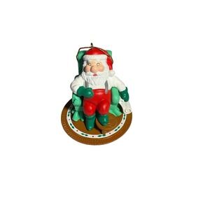 Vintage 1991 National Rennoc Sleeping Santa Chair Christmas Tree Ornament